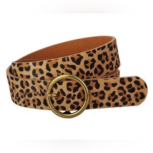 Most Wanted Leopard Print Belt with Gold Circle Buckle